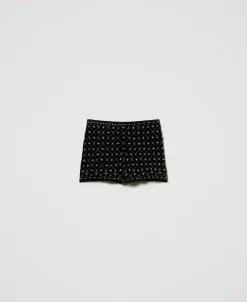 Short En Velours Brodé
