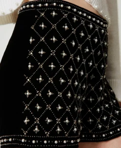 Short En Velours Brodé