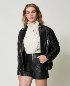 Short «Fairfax» En Cuir Avec Fermeture éclair