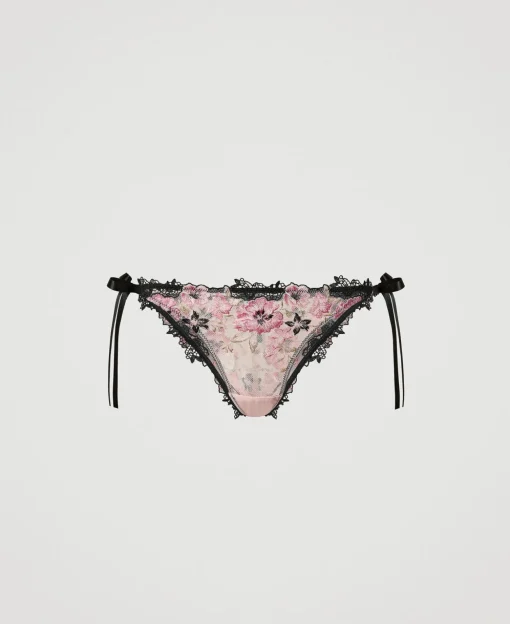 Slip Brésilien En Tulle Avec Nœuds