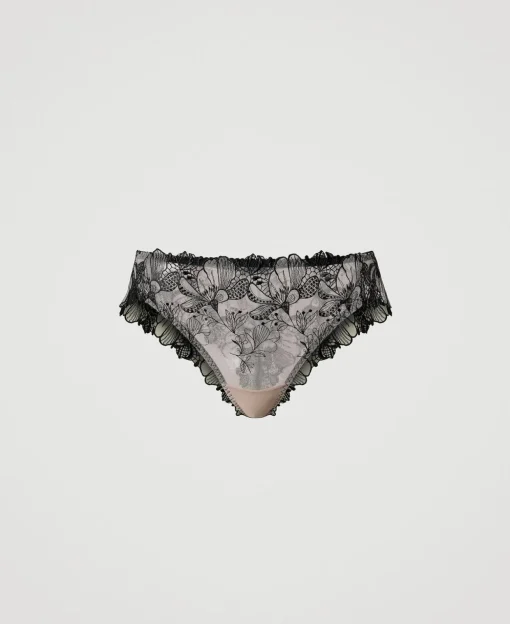 Slip Brésilien En Tulle Brodé