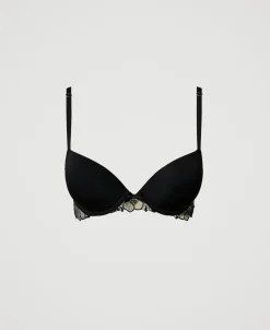 Soutien-gorge Push-up En Tulle Brodé Et Charmeuse