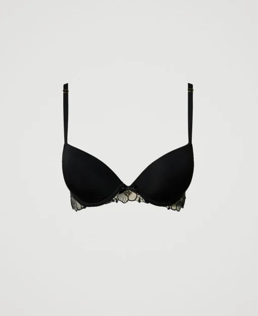 Soutien-gorge Push-up En Tulle Brodé Et Charmeuse