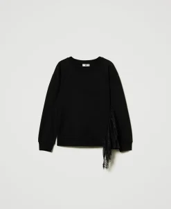 Sweat-shirt Avec Insertion Plissée Et Dentelle