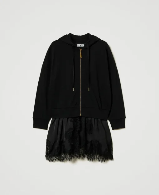 Sweat-shirt Avec Satin Et Dentelle