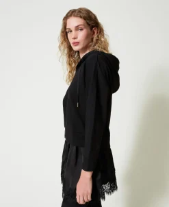 Sweat-shirt Avec Satin Et Dentelle