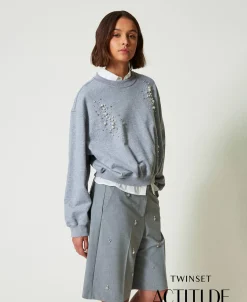 Sweat-shirt Boxy Avec Broderie Réalisée à La Main