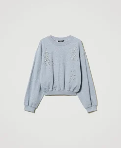 Sweat-shirt Boxy Avec Broderie Réalisée à La Main