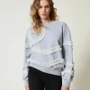Sweat-shirt Chiné Avec Volants En Tulle