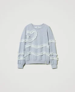 Sweat-shirt Chiné Avec Volants En Tulle