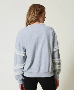 Sweat-shirt Chiné Avec Volants En Tulle