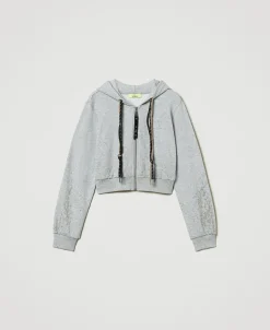 Sweat-shirt Cropped MYFO Avec Imprimé Pailleté