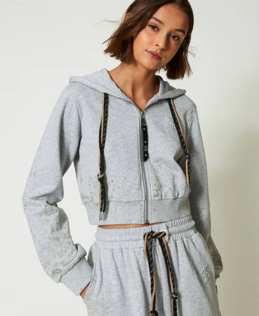 Sweat-shirt Cropped MYFO Avec Imprimé Pailleté