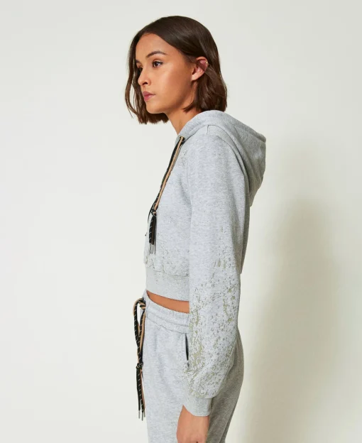 Sweat-shirt Cropped MYFO Avec Imprimé Pailleté