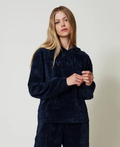 Sweat-shirt En Velours Avec Logo Brodé