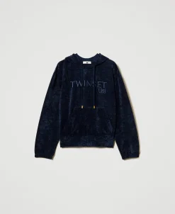 Sweat-shirt En Velours Avec Logo Brodé