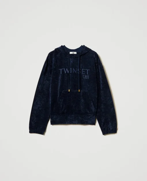 Sweat-shirt En Velours Avec Logo Brodé