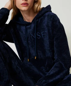 Sweat-shirt En Velours Avec Logo Brodé