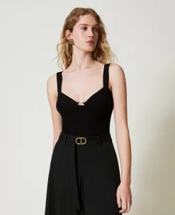 Top Ajusté En Maille Avec Logo Oval T