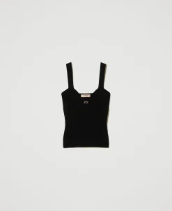 Top Ajusté En Maille Avec Logo Oval T