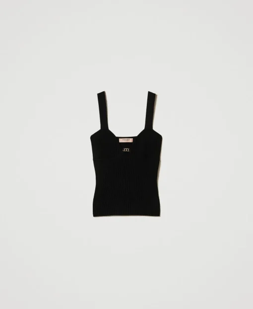 Top Ajusté En Maille Avec Logo Oval T