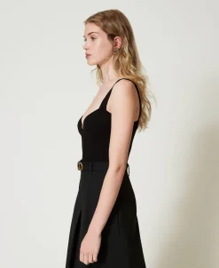 Top Ajusté En Maille Avec Logo Oval T