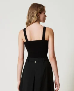 Top Ajusté En Maille Avec Logo Oval T