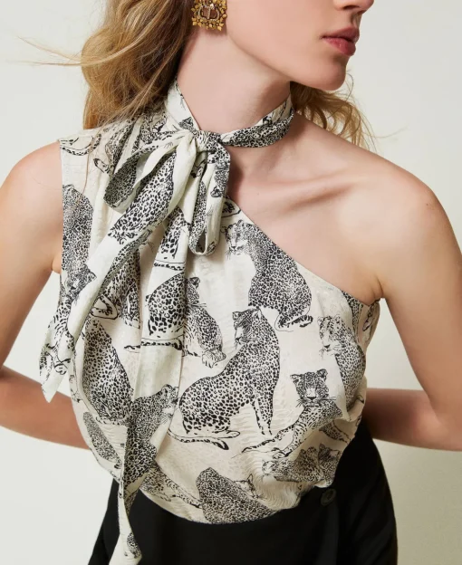 Top Asymétrique Jacquard Avec Imprimé Jaguar