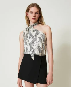 Top Asymétrique Jacquard Avec Imprimé Jaguar