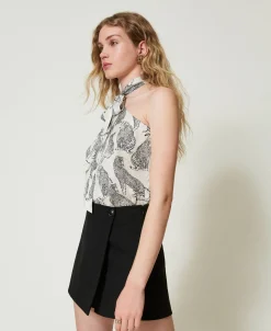 Top Asymétrique Jacquard Avec Imprimé Jaguar