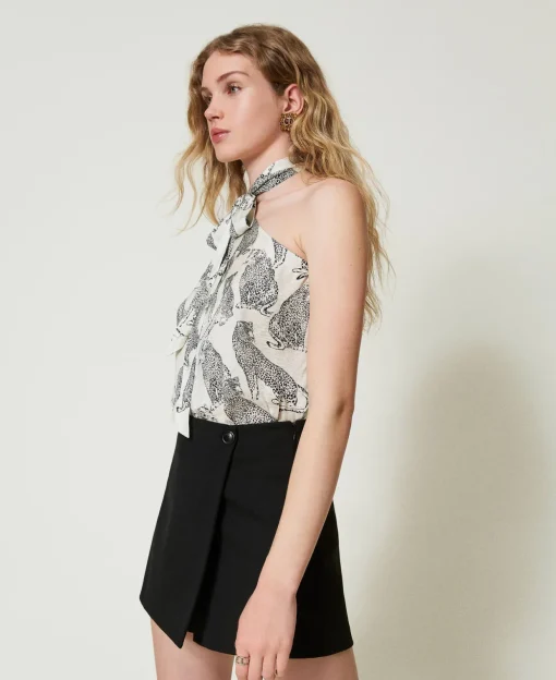 Top Asymétrique Jacquard Avec Imprimé Jaguar