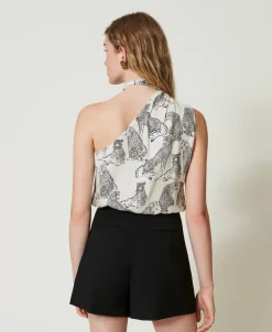 Top Asymétrique Jacquard Avec Imprimé Jaguar