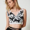 Top Cropped Jacquard En Fil Treeblend
