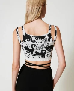 Top Cropped Jacquard En Fil Treeblend