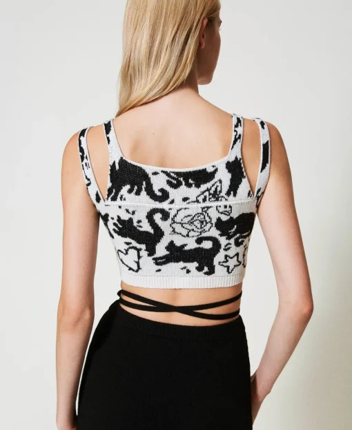 Top Cropped Jacquard En Fil Treeblend