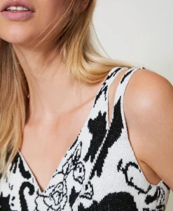 Top Cropped Jacquard En Fil Treeblend