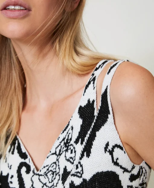 Top Cropped Jacquard En Fil Treeblend