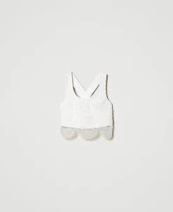 Top En Crêpe Cady Et Organza Brodé