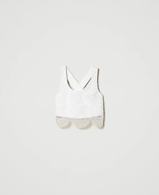 Top En Crêpe Cady Et Organza Brodé