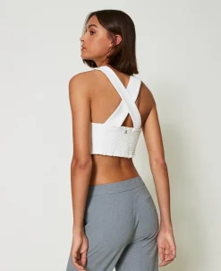 Top En Crêpe Cady Et Organza Brodé