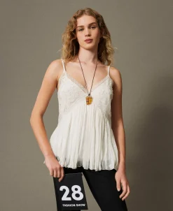 Top En Crépon Et Tulle