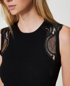 Top En Maille Avec Dentelle