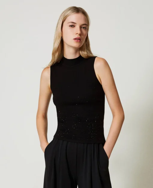 Top En Maille Avec Strass Dégradés