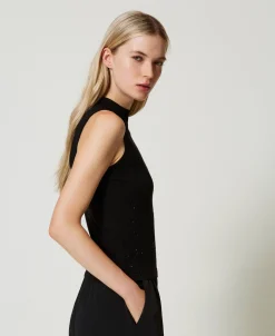 Top En Maille Avec Strass Dégradés