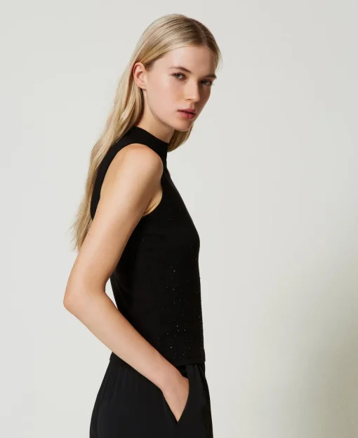 Top En Maille Avec Strass Dégradés