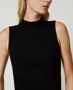 Top En Maille Avec Strass Dégradés