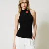 Top En Maille Rayée Avec Broche