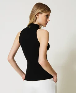 Top En Maille Rayée Avec Broche