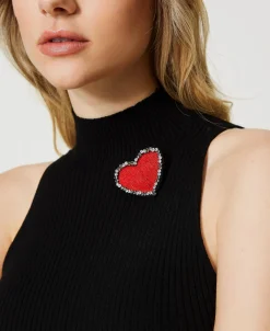 Top En Maille Rayée Avec Broche