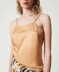 Top En Satin Avec Col Droit